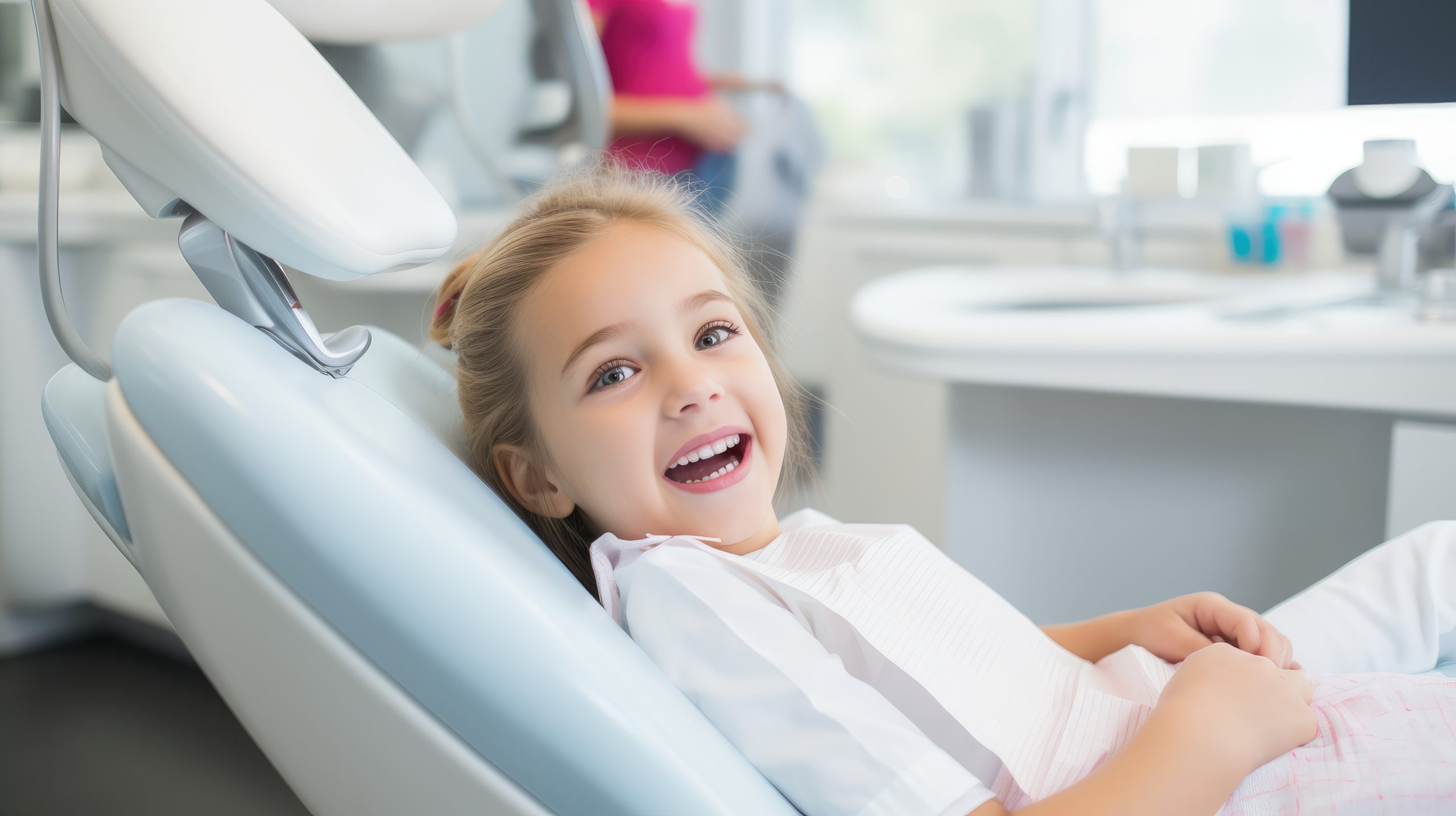 close-up of smiling girl at the dentist